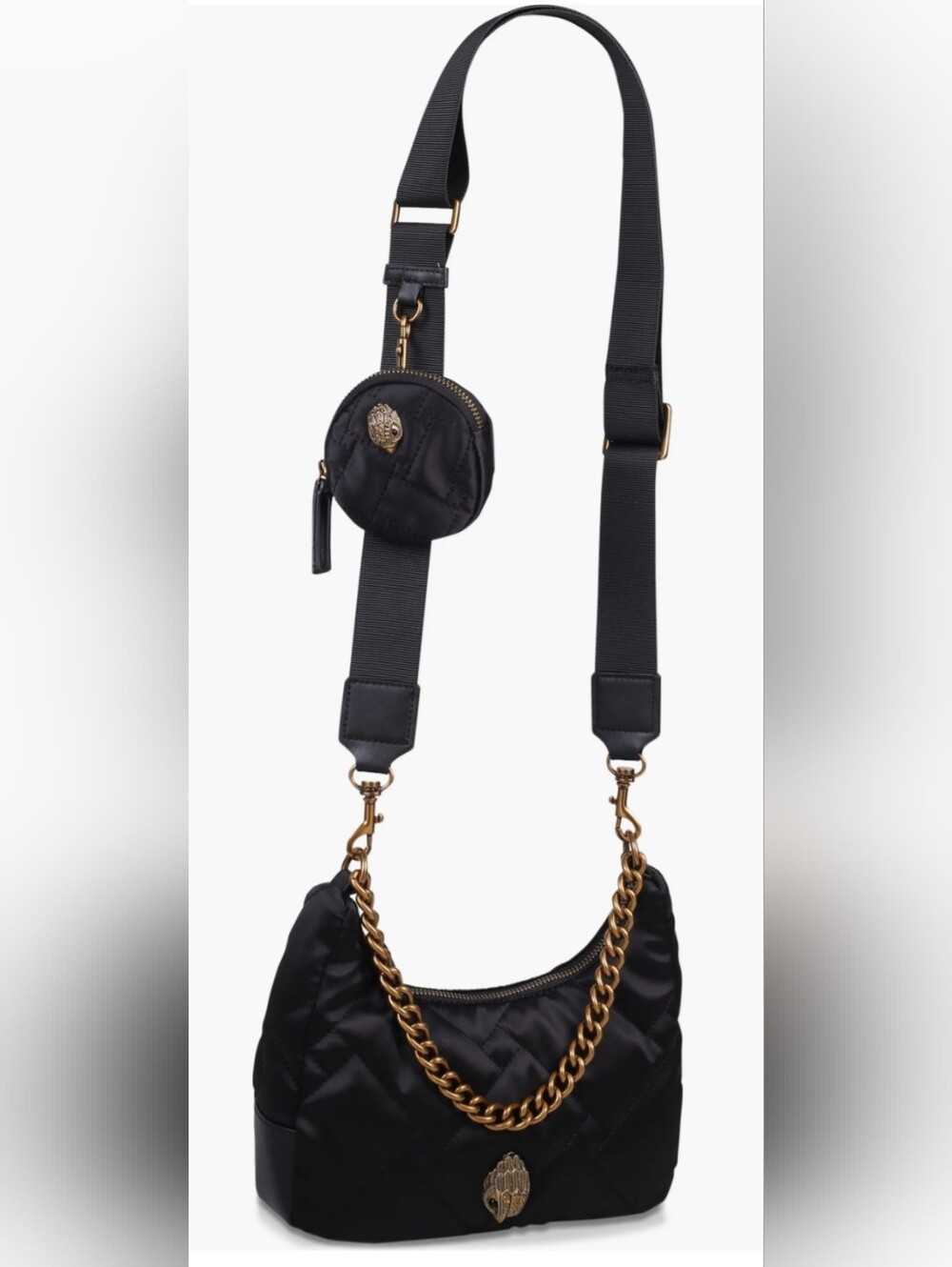 Kurt Geiger Quilted Crossbody Shoulder Bag in Black